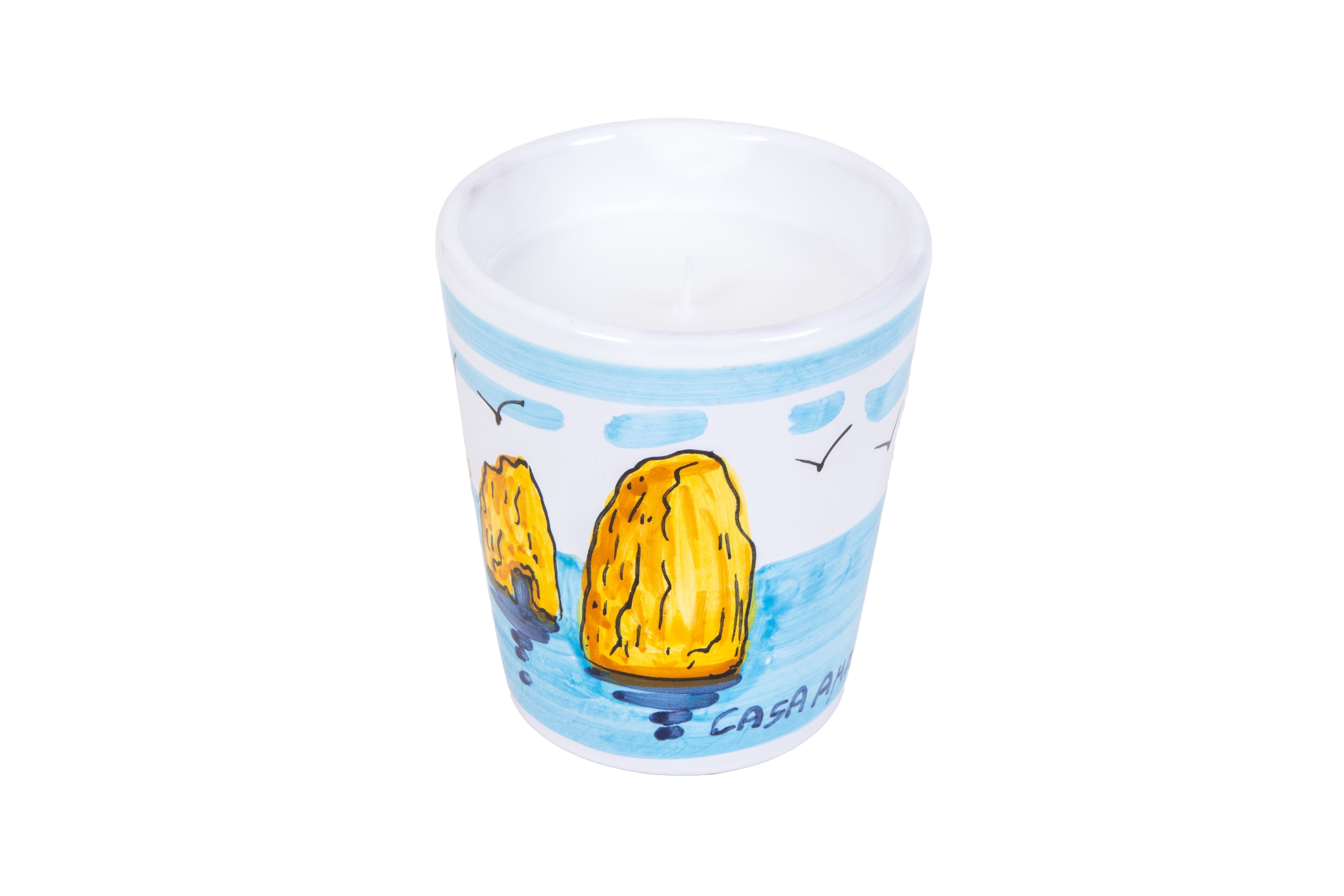 TAKE ME TO CAPRI Faraglioni Hand Painted Soy Candle - Fig Leaves