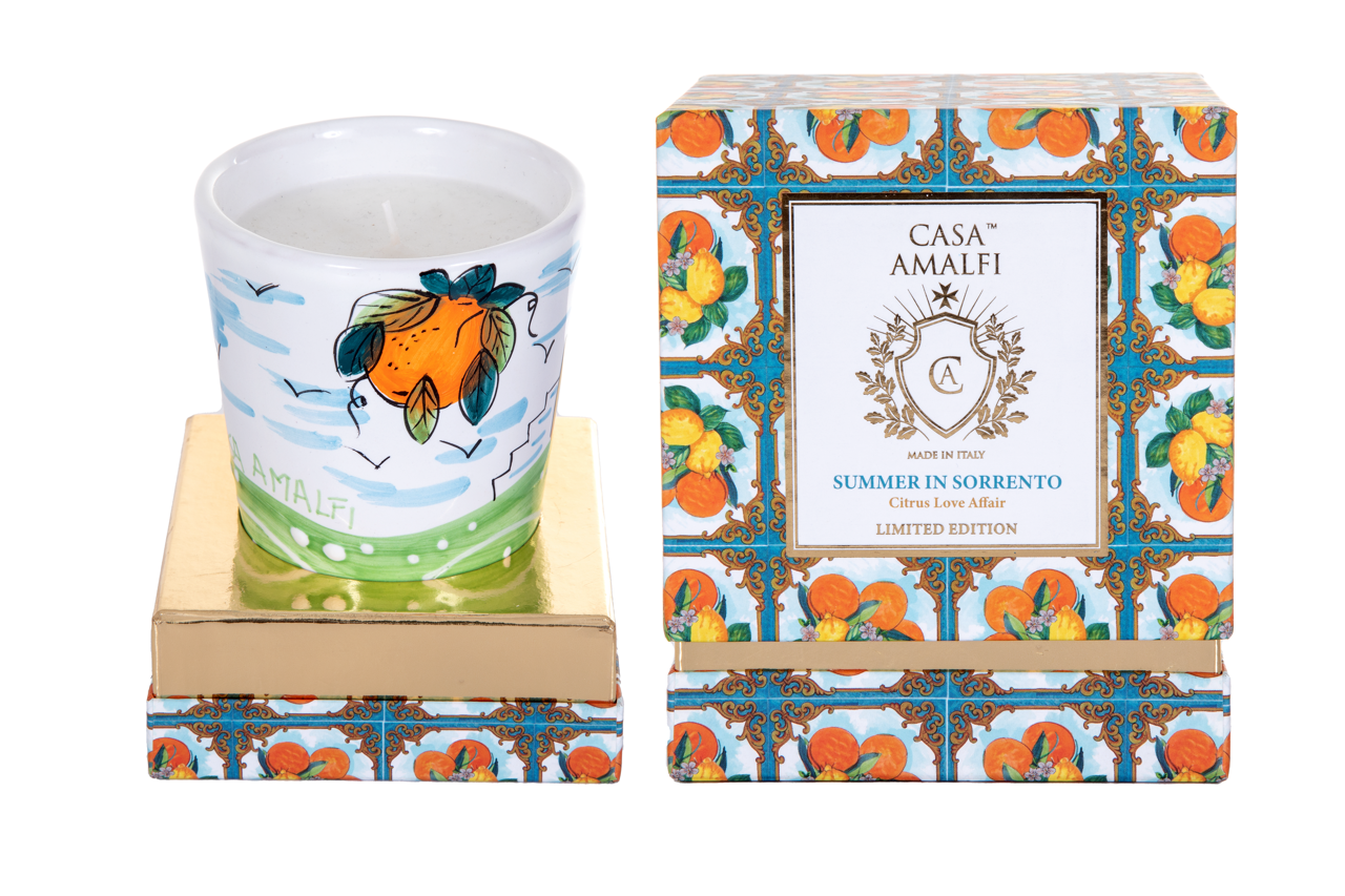 SUMMER IN SORRENTO Hand Painted Casetta Soy Candle - Bergamot