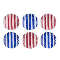 RED & BLUE STRIPED DINNER PLATES - Set of 6