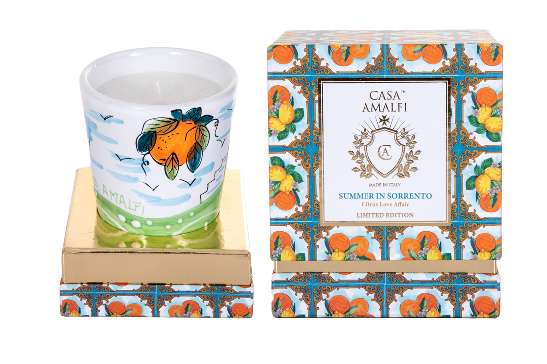 SUMMER IN SORRENTO Hand Painted Casetta Soy Candle - Bergamot & Orange Blossom 200g