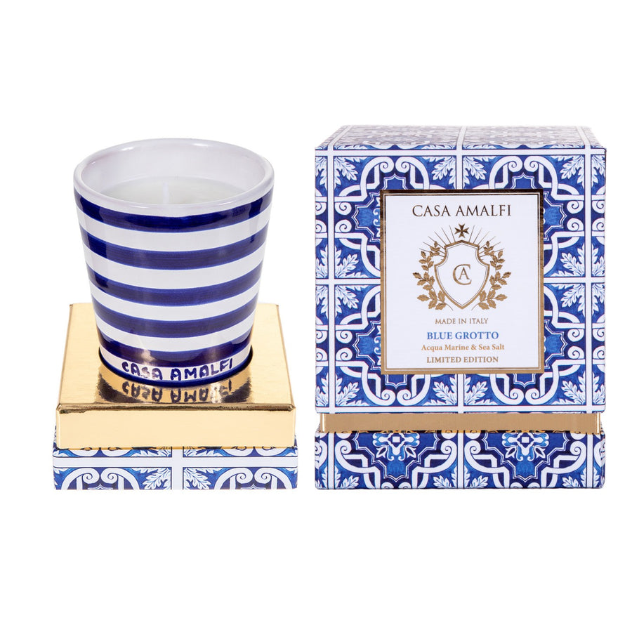 BLUE GROTTO Candela di Soia dipinta a mano -  Acqua Marine & Sea Salt 200gr