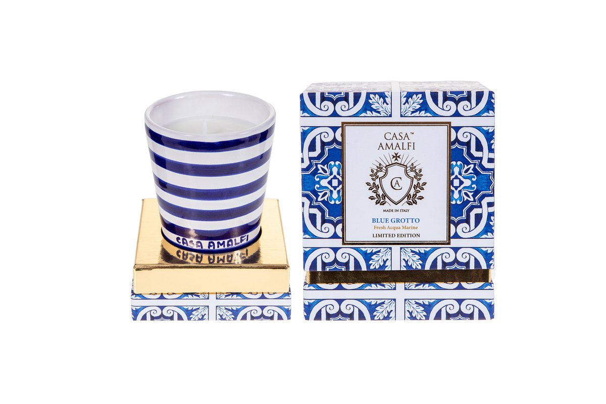 BLUE GROTTO Hand Painted Soy Candle - Fresh Acqua Marine 200gm