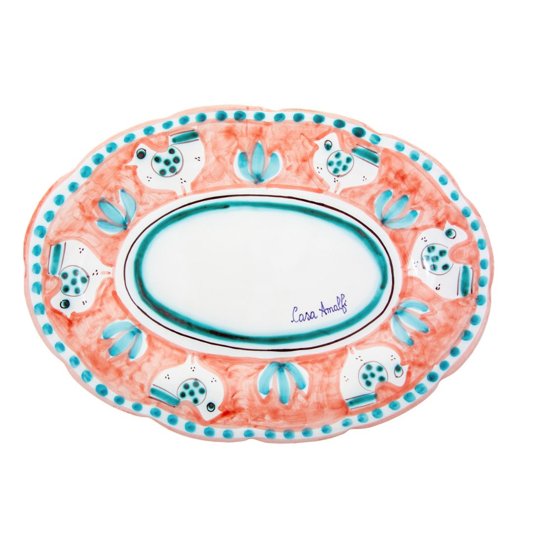 PEACH PULCINO OVAL SERVING PLATE 30 cm