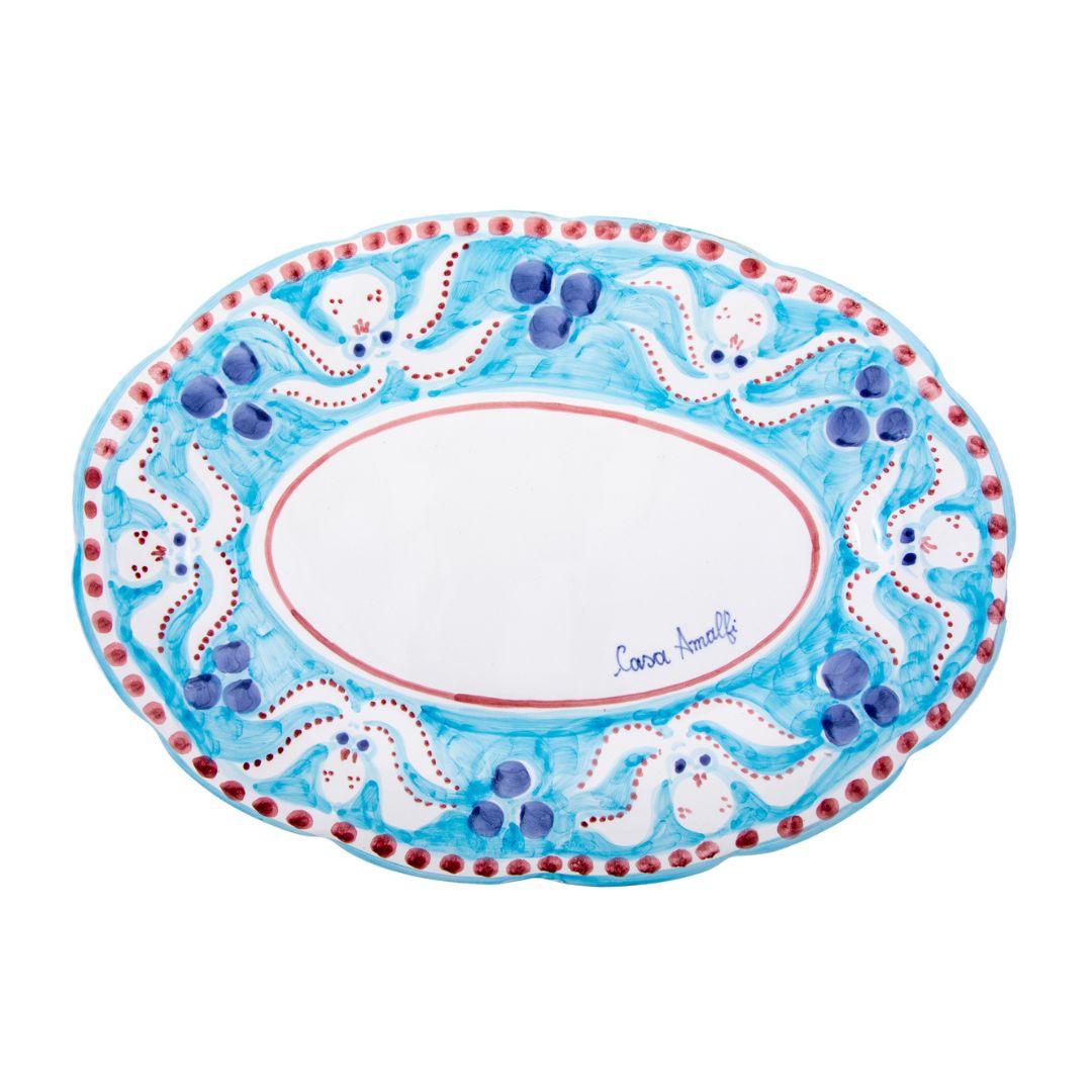 LIGHT BLUE POLIPO OVAL SERVING PLATE 30 cm