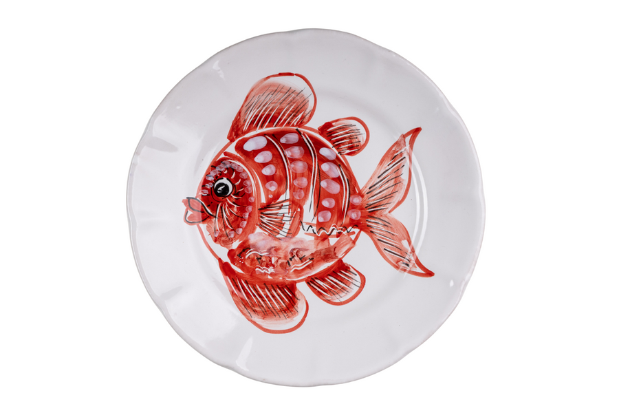 RED & BLUE FISH PLATE SET OF 6