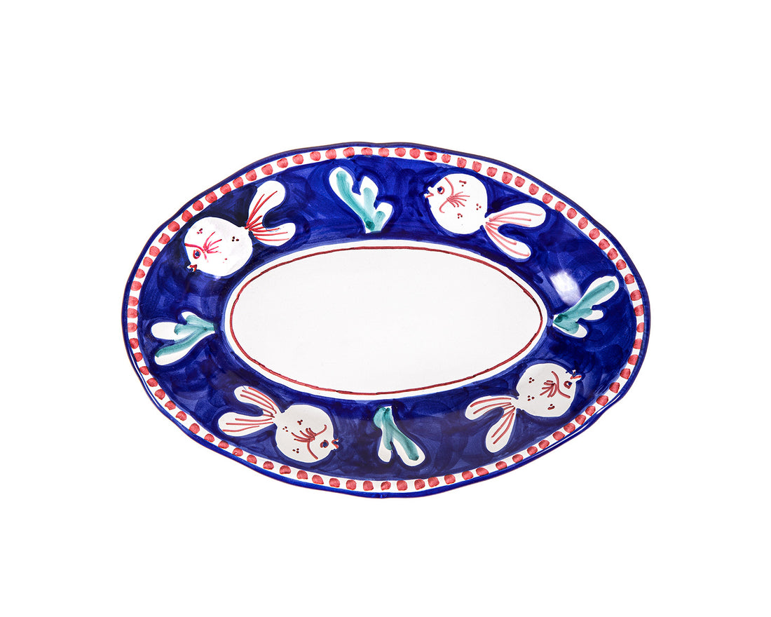 BLUE FISH OVAL SERVING PLATE 32cm