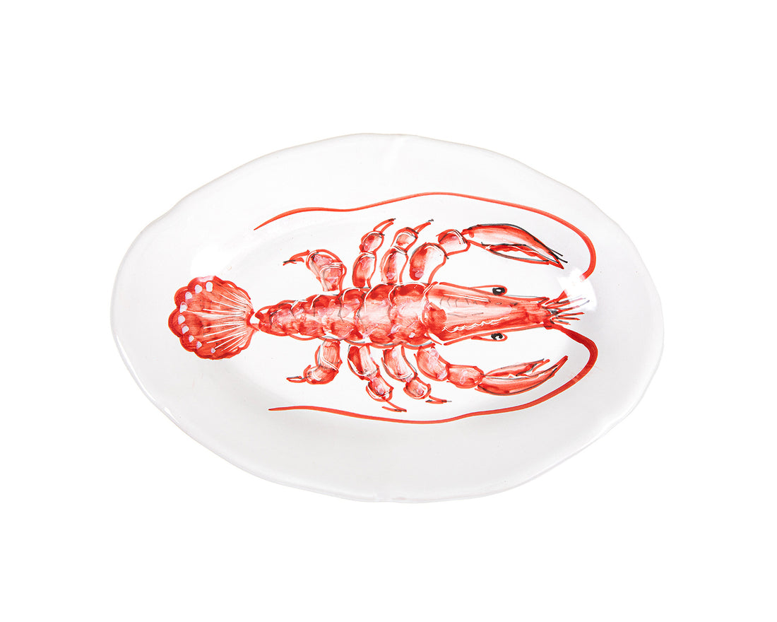 RED OVAL LOBSTER SERVING PLATE - 32cm