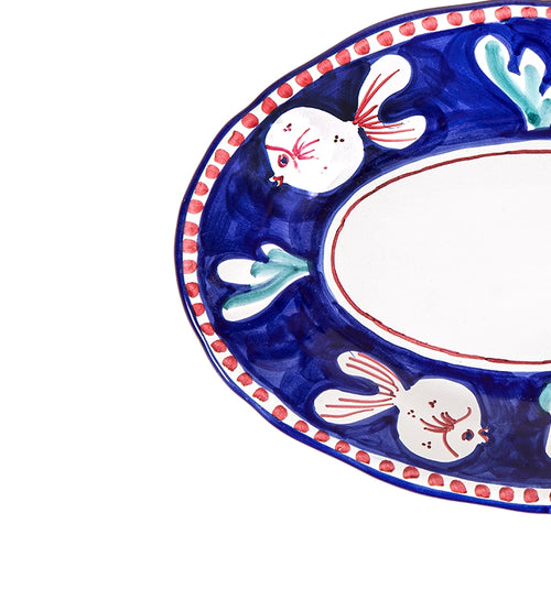 BLUE FISH OVAL SERVING PLATE 32cm