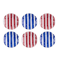 RED & BLUE STRIPED DINNER PLATES SET OF 6